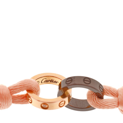 Cartier 18K Pink Gold Ceramic 4 Diamond LOVE Cord Bracelet Peach 6 of 12