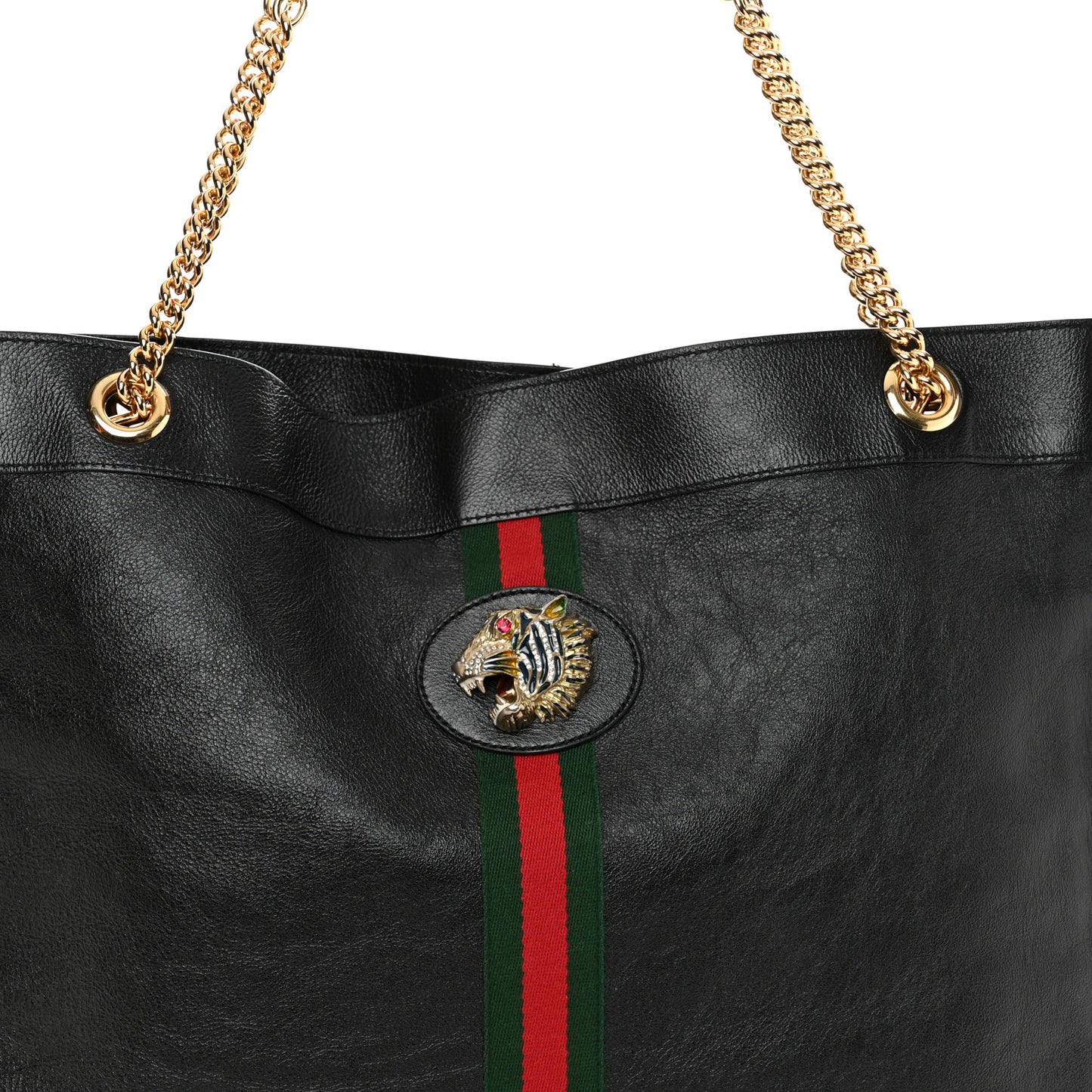 Calfskin Large Rajah Chain Tote Black