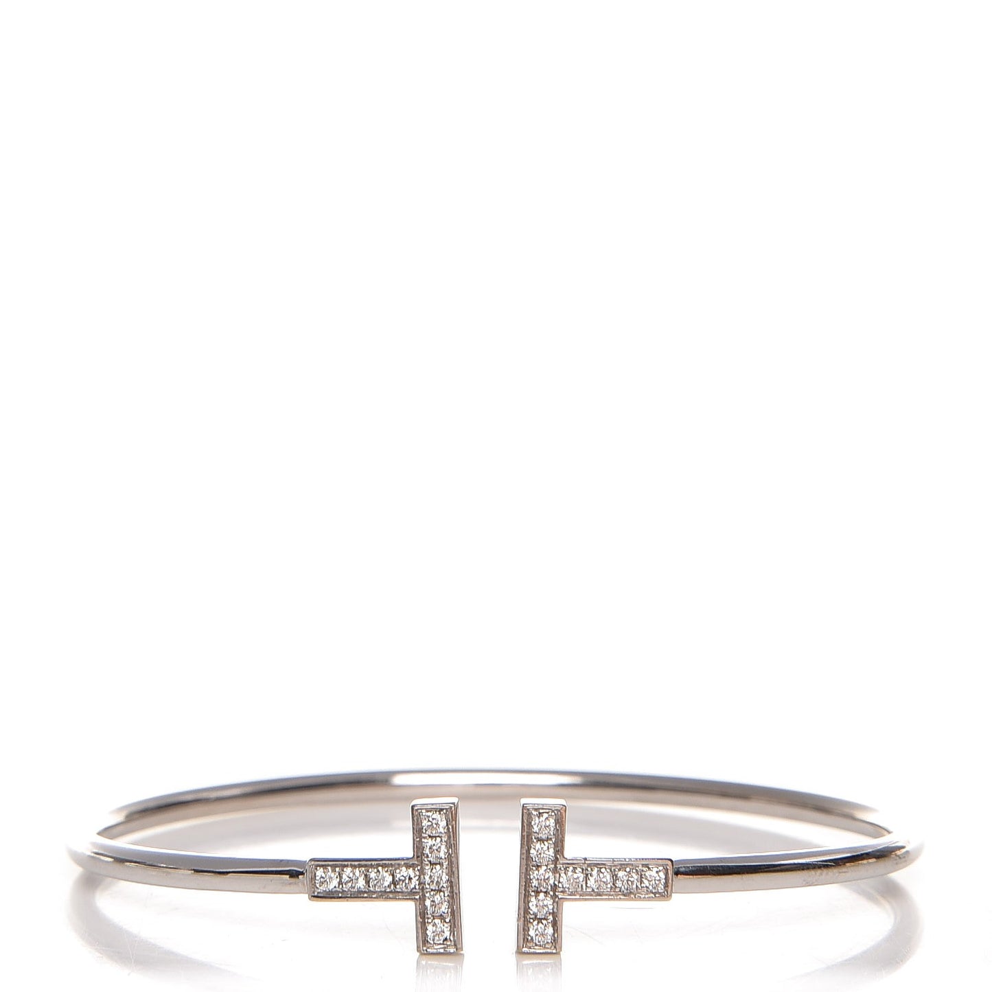 18K White Gold Diamond T Wire Bracelet