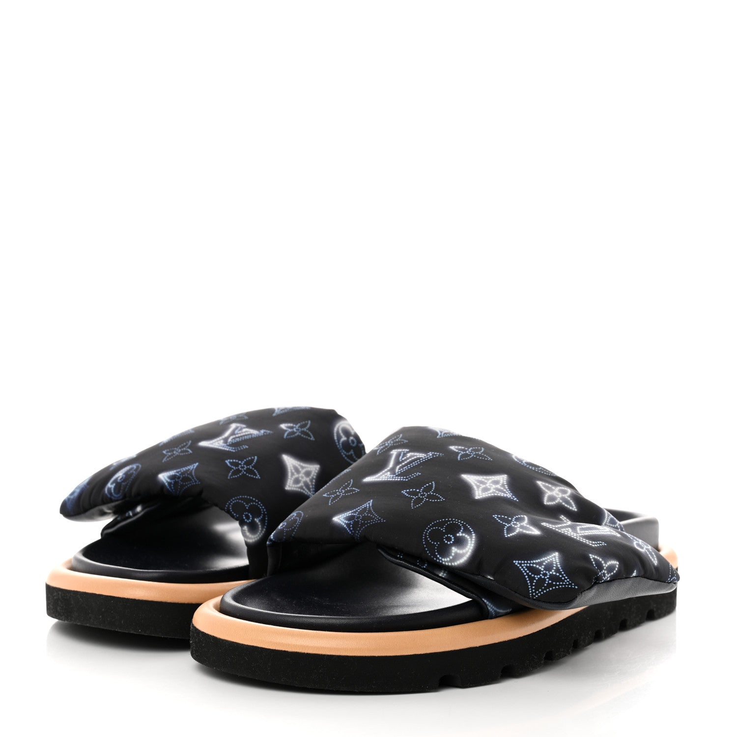 Louis Vuitton Nylon Monogram Womens Pool Pillow Comfort Mules 38 Navy Blue 3 of 8