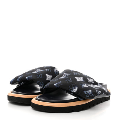 Louis Vuitton Nylon Monogram Womens Pool Pillow Comfort Mules 38 Navy Blue 3 of 8
