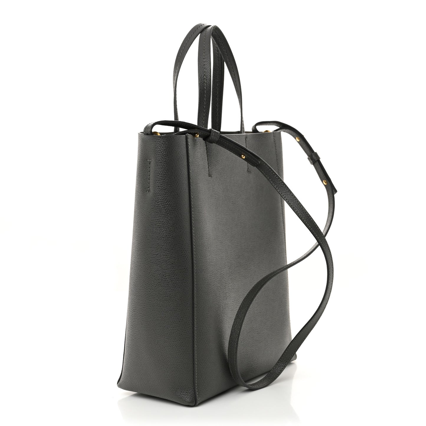 Grained Calfskin Small Vertical Cabas Grey