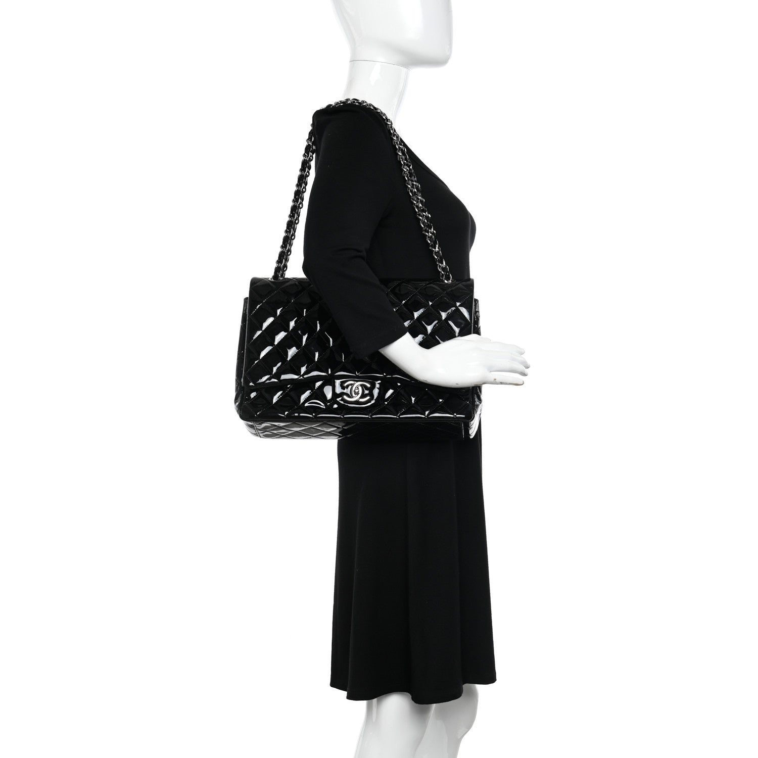 Chanel Patent Quilted Maxi Double Flap Black 2 of 11