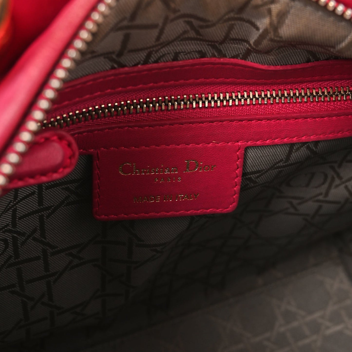 Lambskin Cannage Medium Lady Dior Fuchsia
