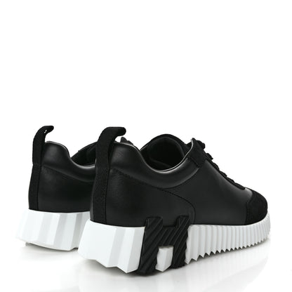 Hermes Calfskin Suede Goatskin Bouncing Sneakers 37.5 Black 4 of 10
