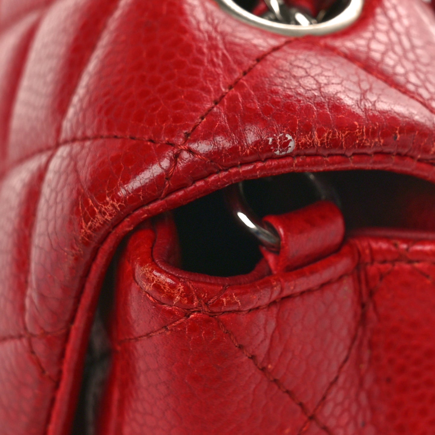 Caviar Quilted Mini Rectangular Flap Red