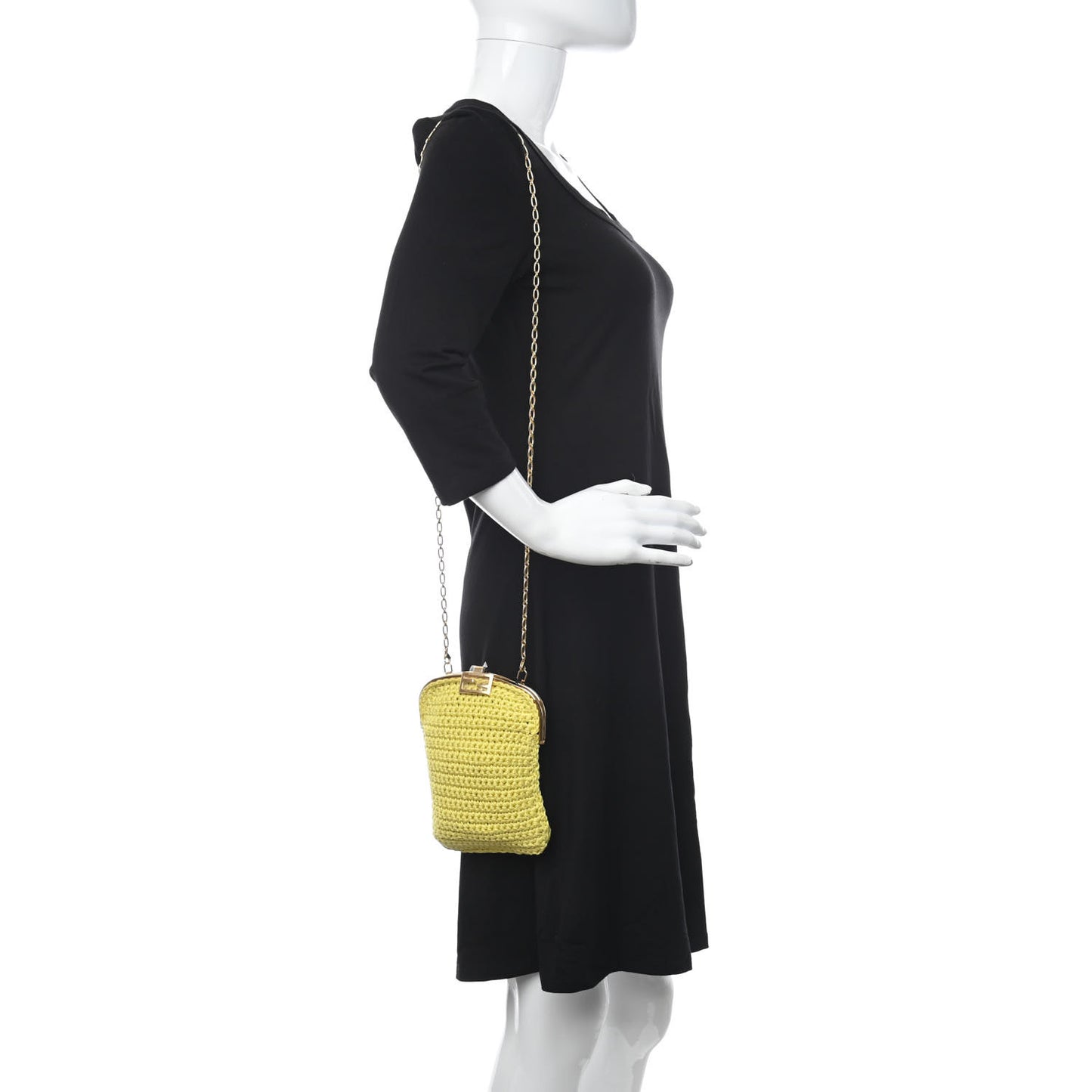 Fabric Crochet Baguette Phone Bag Giallo