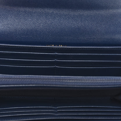 Chanel Caviar Quilted Crystal Long Flap Wallet Navy Blue 5 of 8