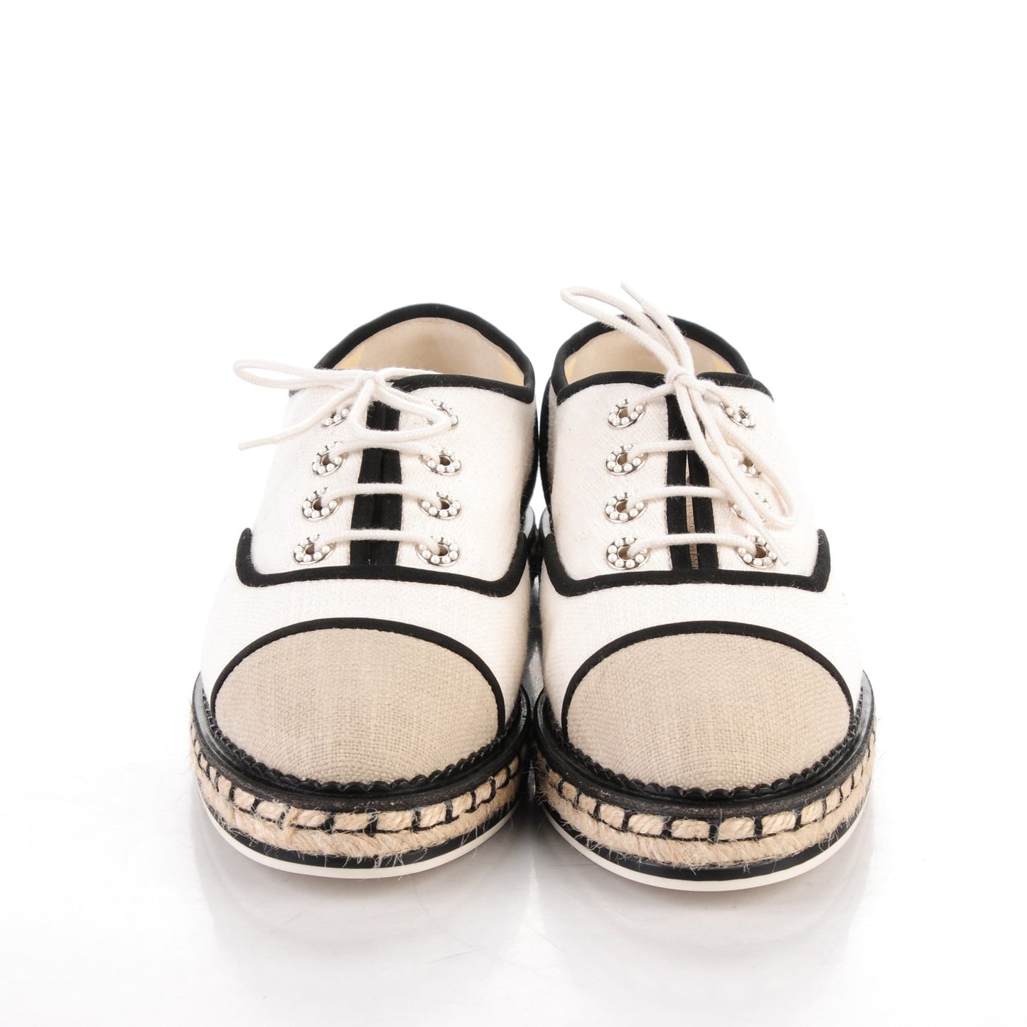 Cotton Lace Up Espadrilles 39.5 Light Beige Dark Beige