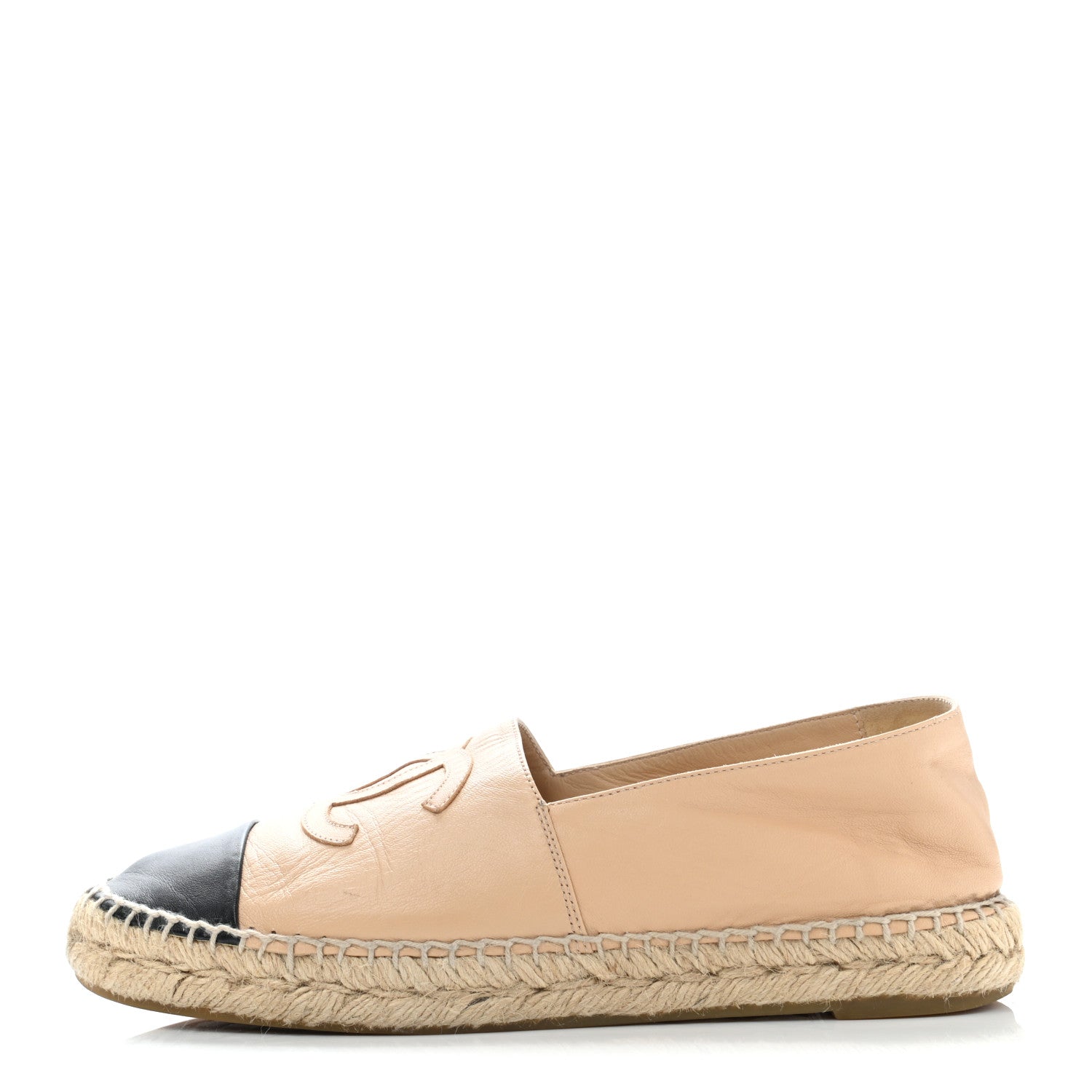 Chanel Lambskin CC Espadrilles 39 Beige Black 1 of 15