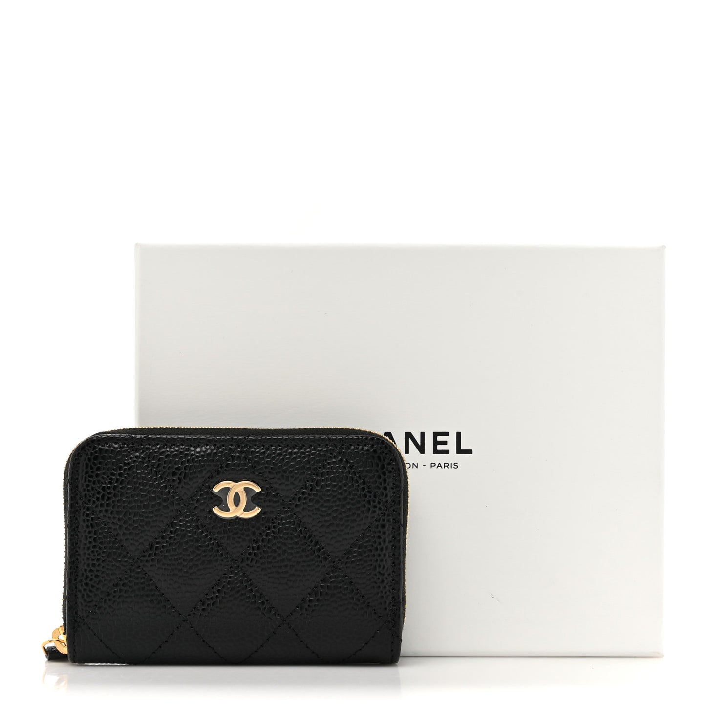 Caviar Quilted Zip Coin Purse Black