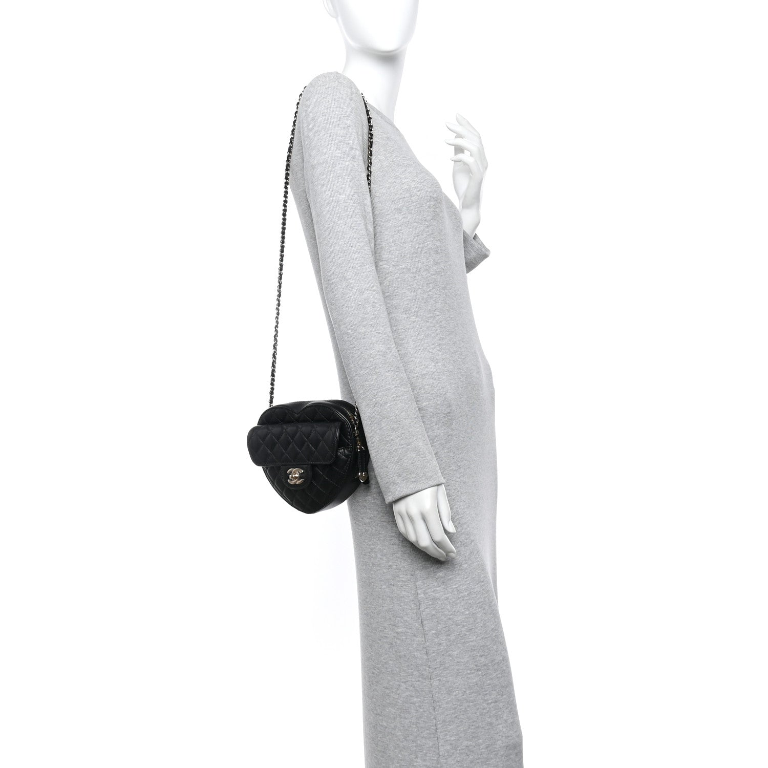 Chanel Lambskin Quilted CC In Love Heart Bag Black 2 of 11