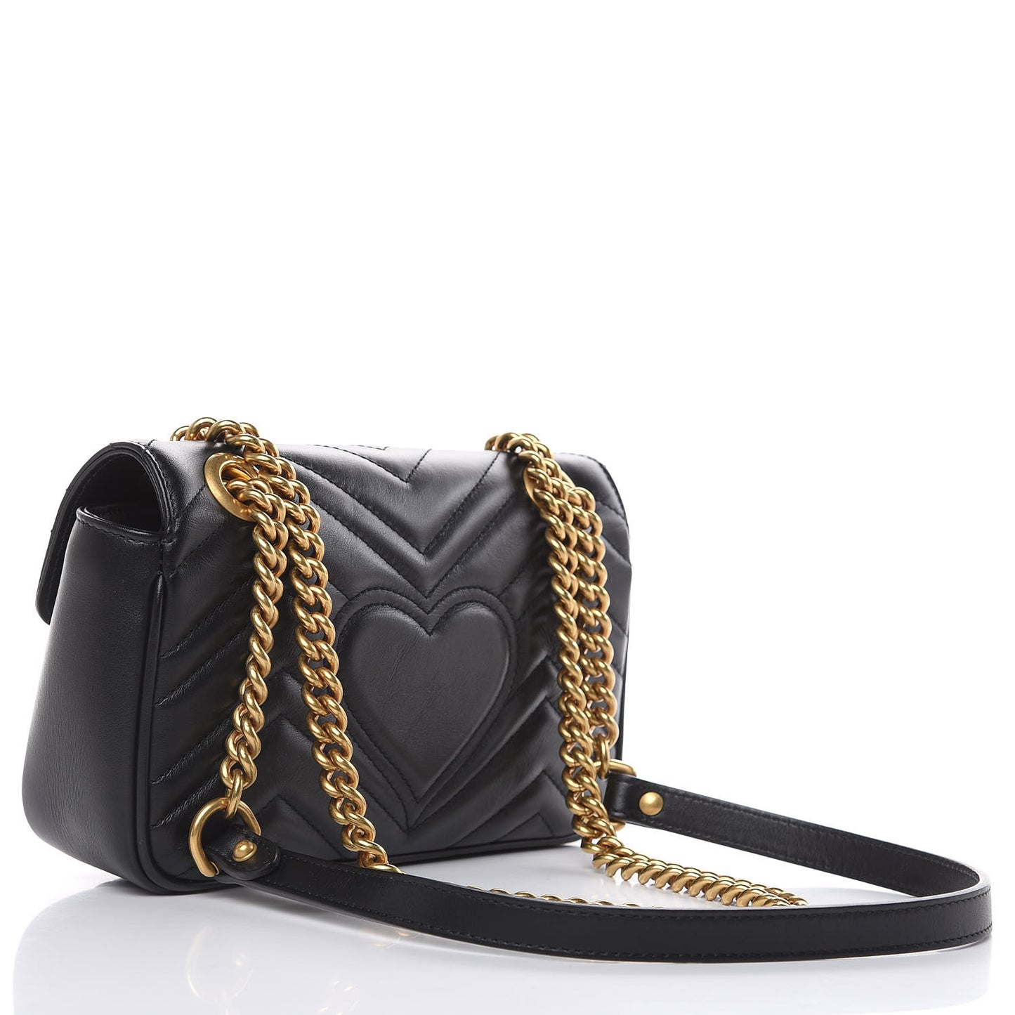 Calfskin Matelasse Mini GG Marmont Shoulder Bag Black