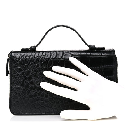 Gucci Crocodile Travel Document Case Black 2 of 14