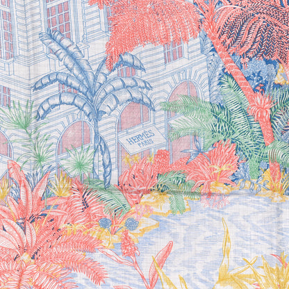 Hermes Cashmere Silk Faubourg Tropical Shawl 140 Gris Chine Rose 2 of 5