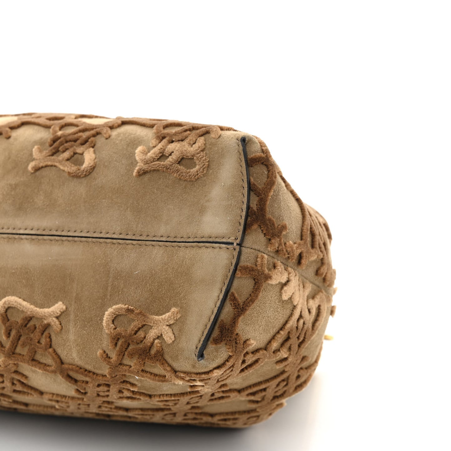 Camoscio Karligraphy Embroidered Medium Fendi First Camel
