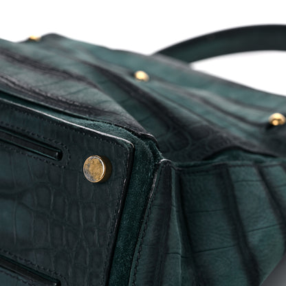 Saint Laurent Crocodile Embossed Nubuck Calfskin Medium Muse Two Green 11 of 19