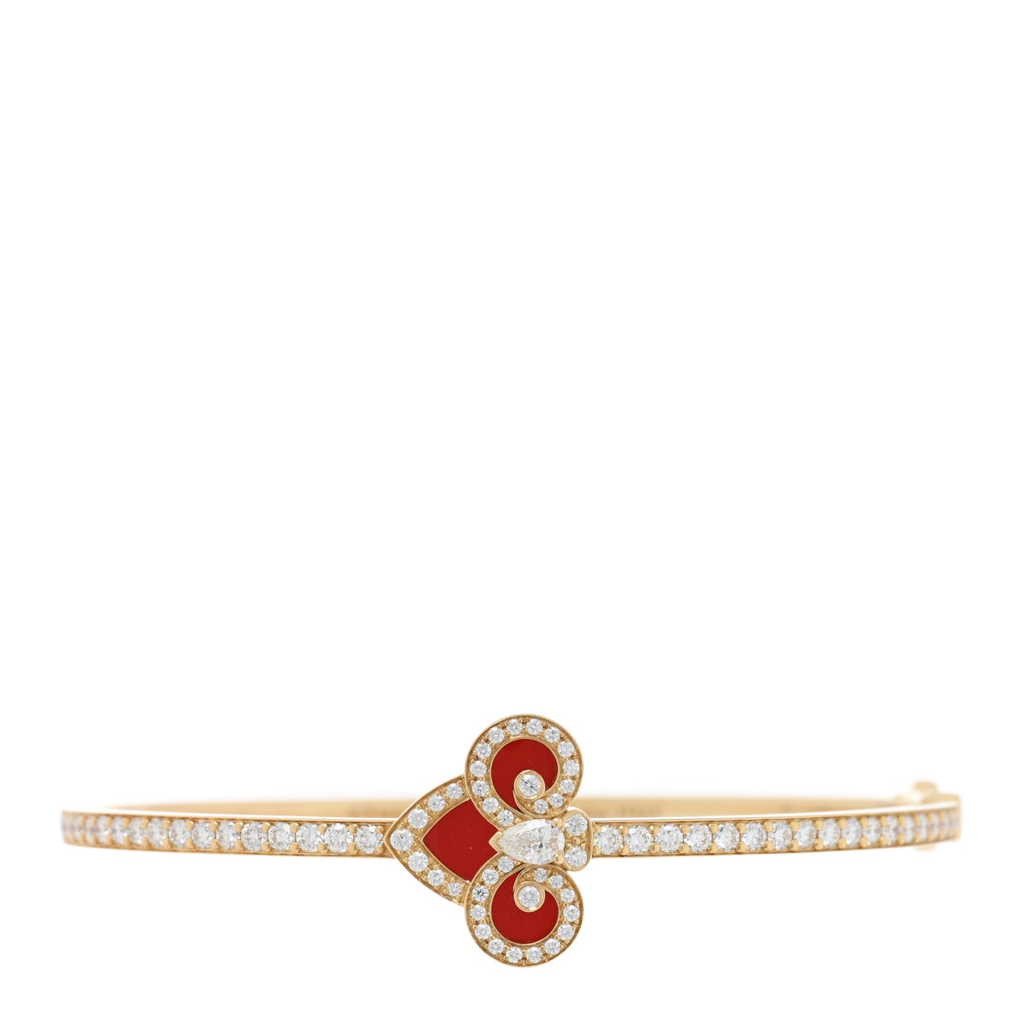 18K Yellow Gold Diamond Carnelian Fleur De Lis Bracelet
