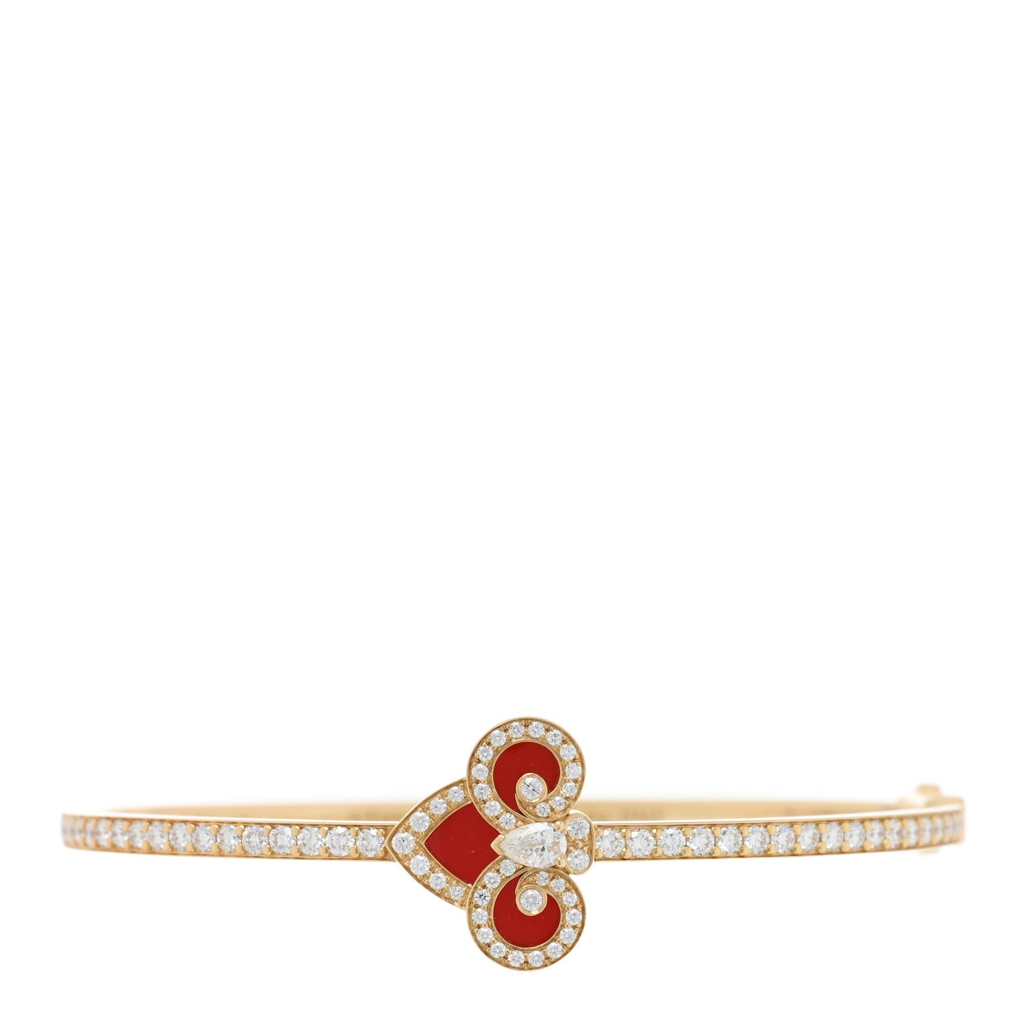 Tiffany 18K Yellow Gold Diamond Carnelian Fleur De Lis Bracelet 1 of 4