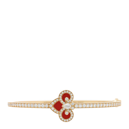 Tiffany 18K Yellow Gold Diamond Carnelian Fleur De Lis Bracelet 1 of 4