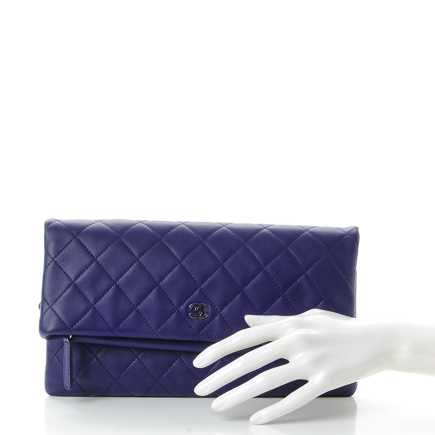 Chanel Lambskin Quilted CC Beauty Clutch Blue 2 of 8
