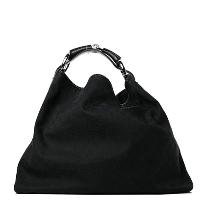 Gucci Monogram Large Horsebit Chain Hobo Black 1 of 10