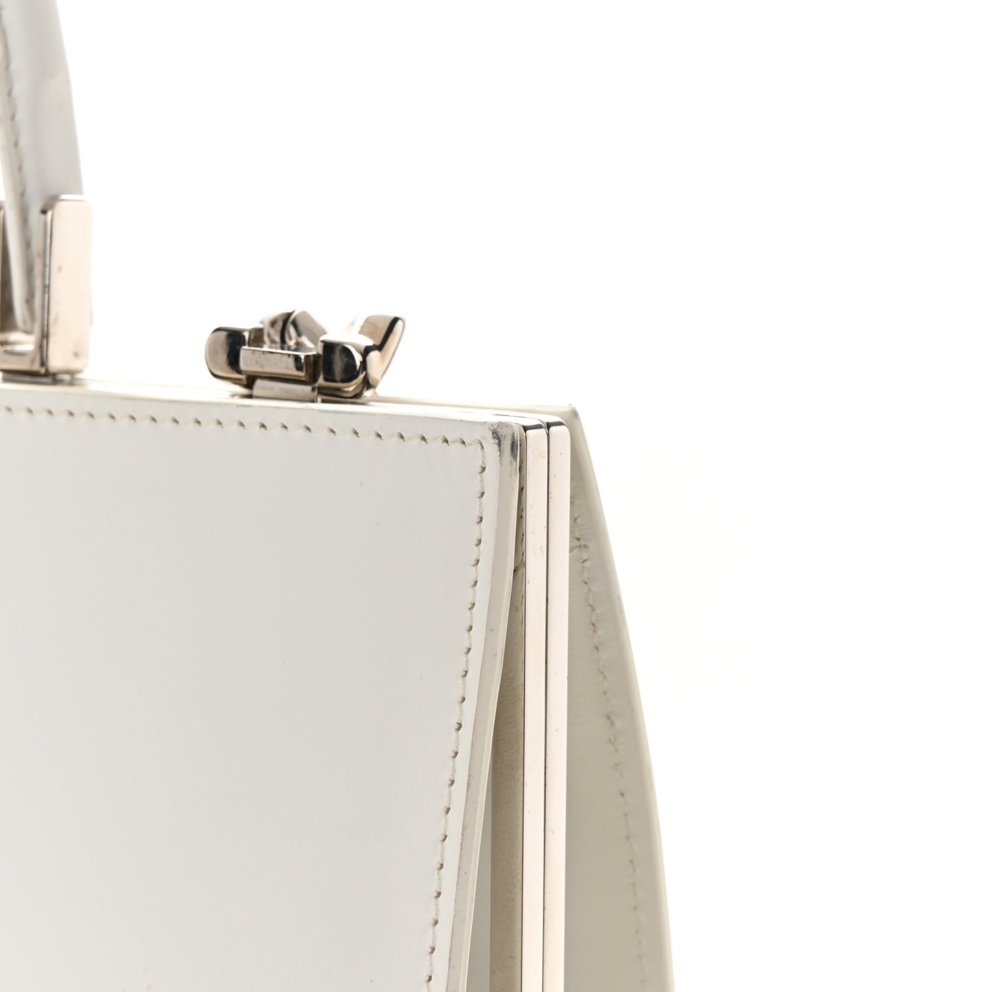 Calfskin Four Ring Frame Tote White