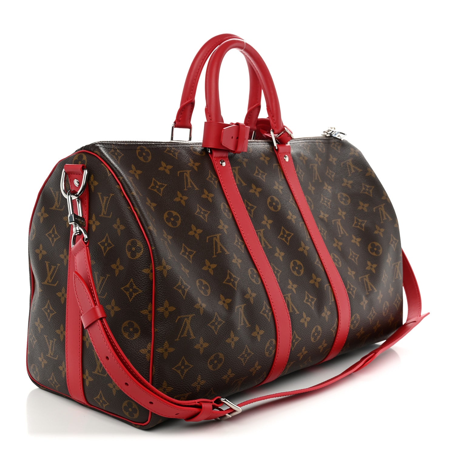 Louis Vuitton Monogram Macassar LV Colormania Keepall Bandouliere 45 Sari Red 2 of 8