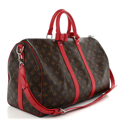 Louis Vuitton Monogram Macassar LV Colormania Keepall Bandouliere 45 Sari Red 2 of 8