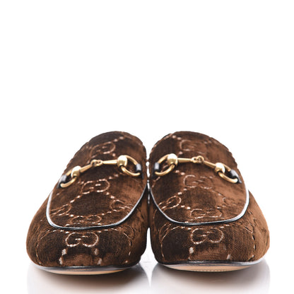 Gucci Velvet GG Monogram Mens Princetown Slippers 7 Brown 2 of 9