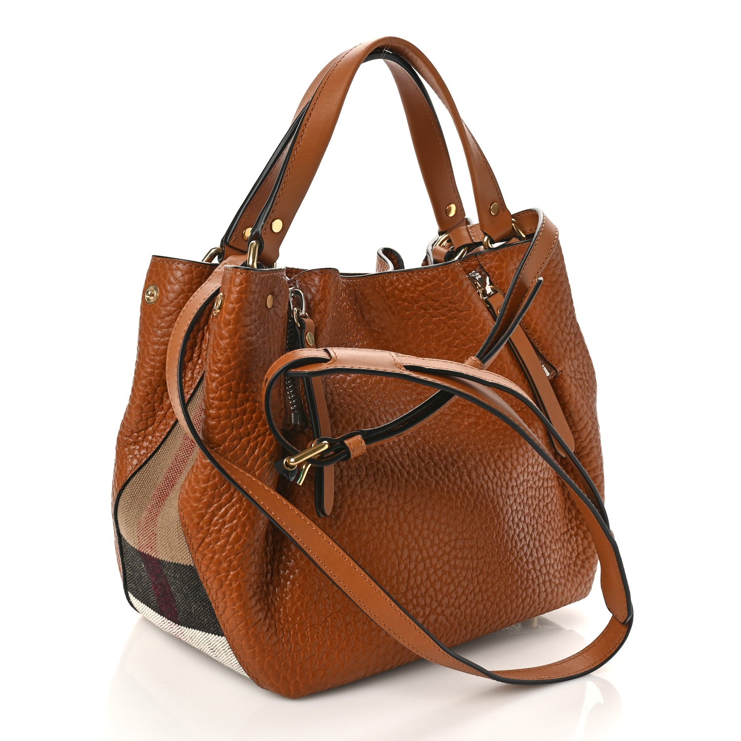 Grainy Calfskin House Check Small Maidstone Saddle Brown