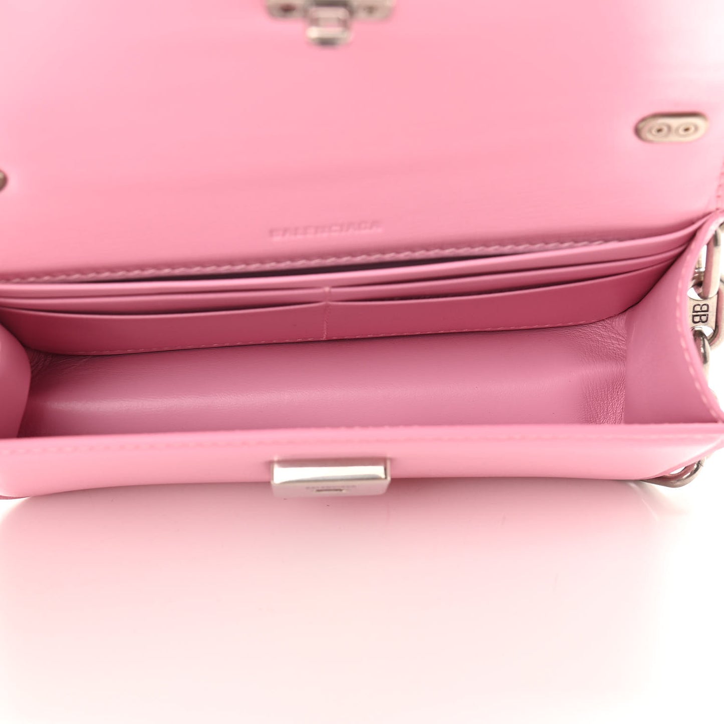 Calfskin Stripe Embossed Gossip Chain Bag XS Candy Pink