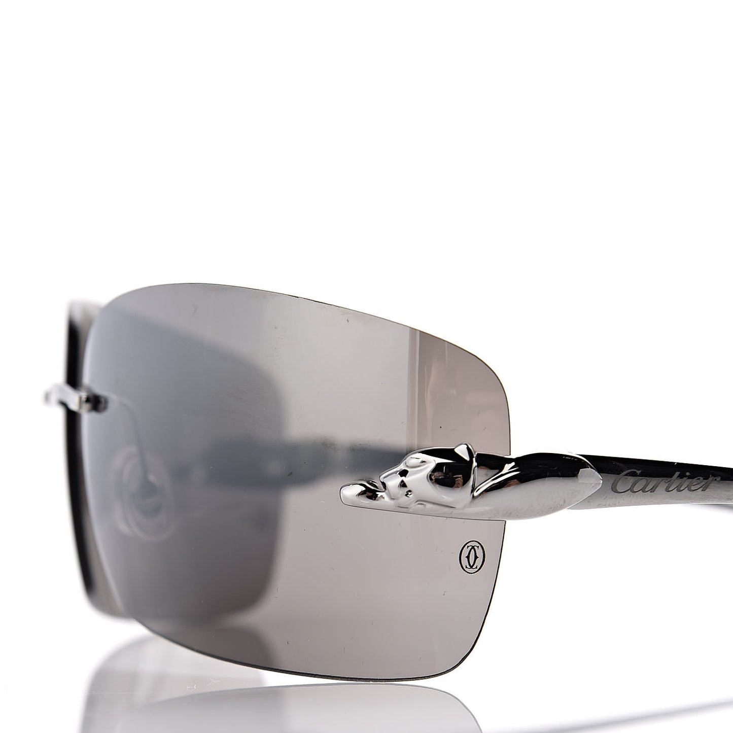 Panthere De Square Sunglasses Black Silver