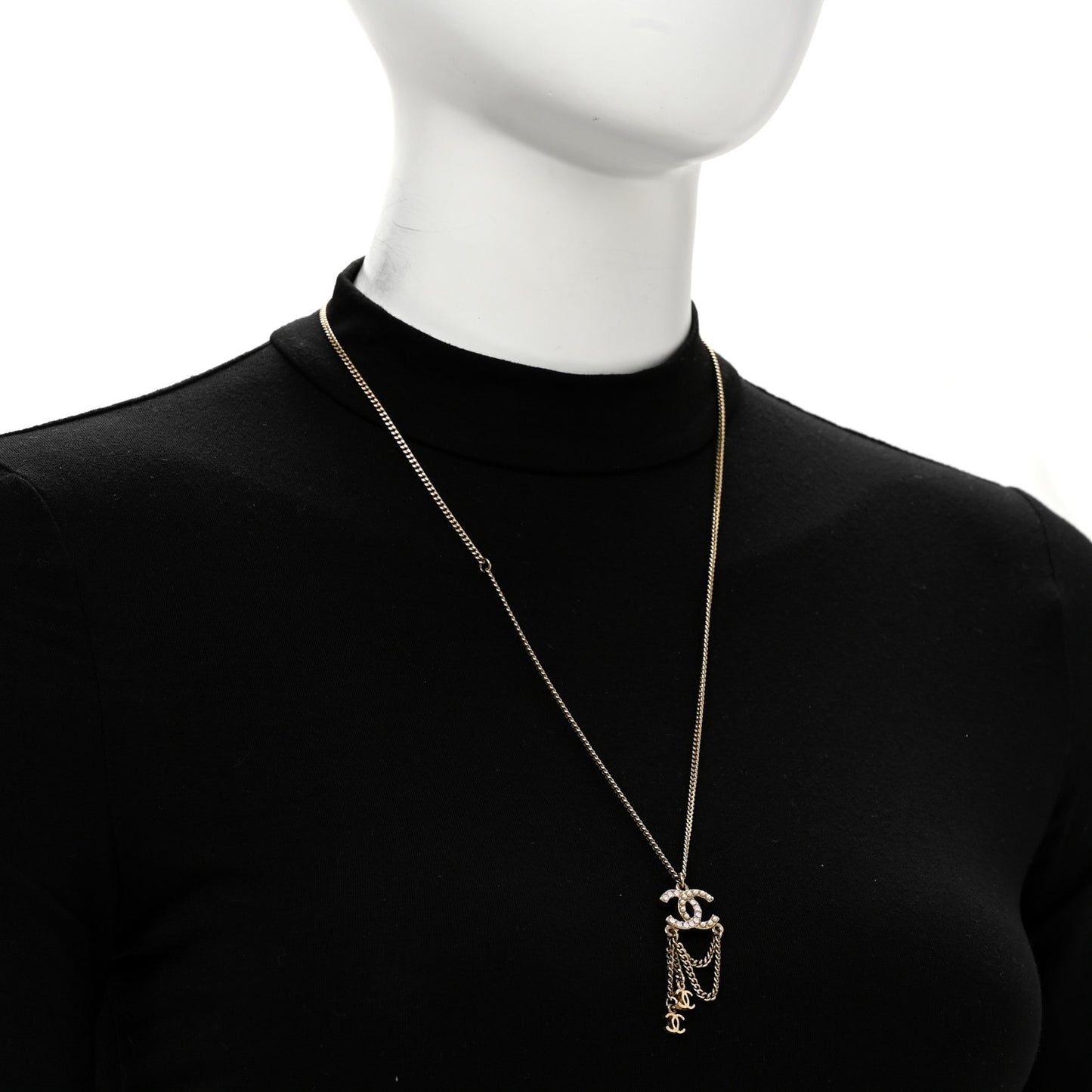 Pearl Crystal CC Chain Necklace Gold Pink