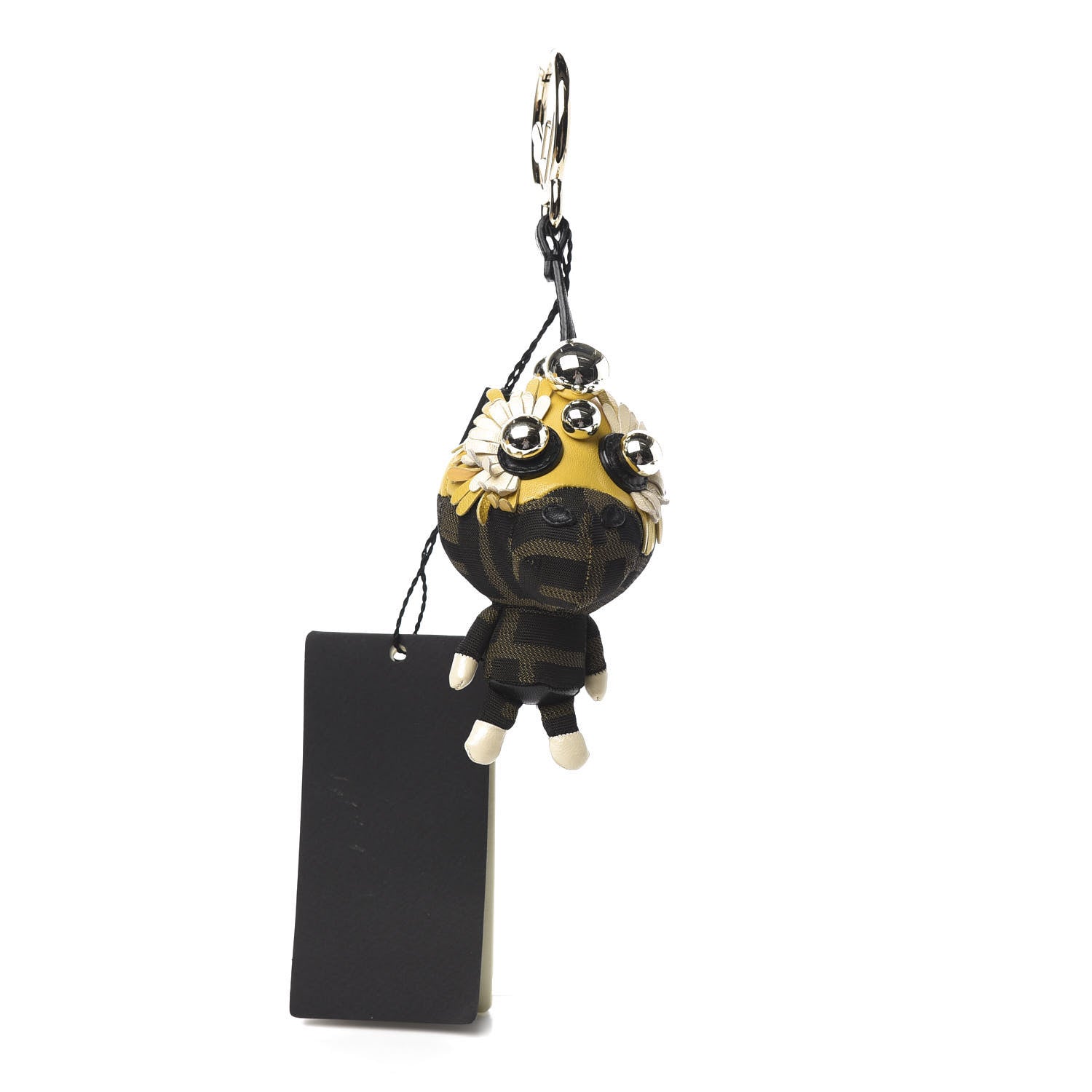 Fendi Shiny Nappa Zucca Pearl Fringe F is Fendi Space Monkey Bag Charm Sunflower Burro Tobacco 1 of 4