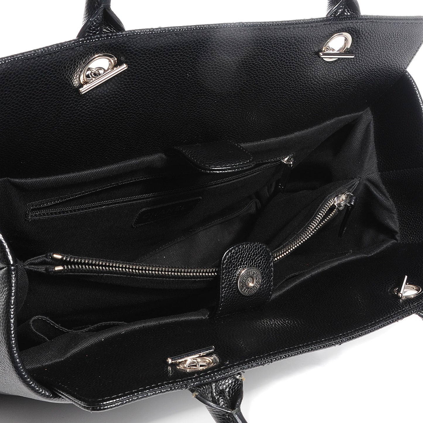 Soft Caviar CC Medium Top Handle Tote Black