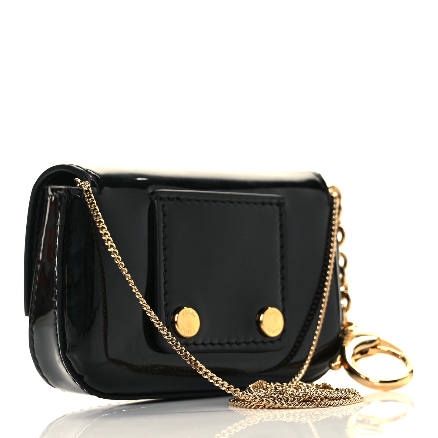 Vitello Vernice Mou Nano Baguette Belt Charm Black