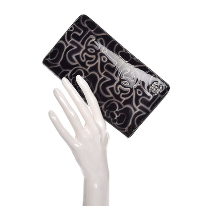 Chanel Patent Camellia Large Yen Wallet Black 2 of 18