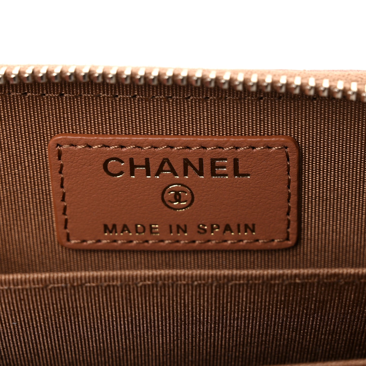 Lambskin Quilted Chanel 19 Zip Around Coin Purse Wallet Brown