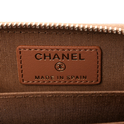 Chanel Lambskin Quilted Chanel 19 Zip Around Coin Purse Wallet Brown 5 of 9