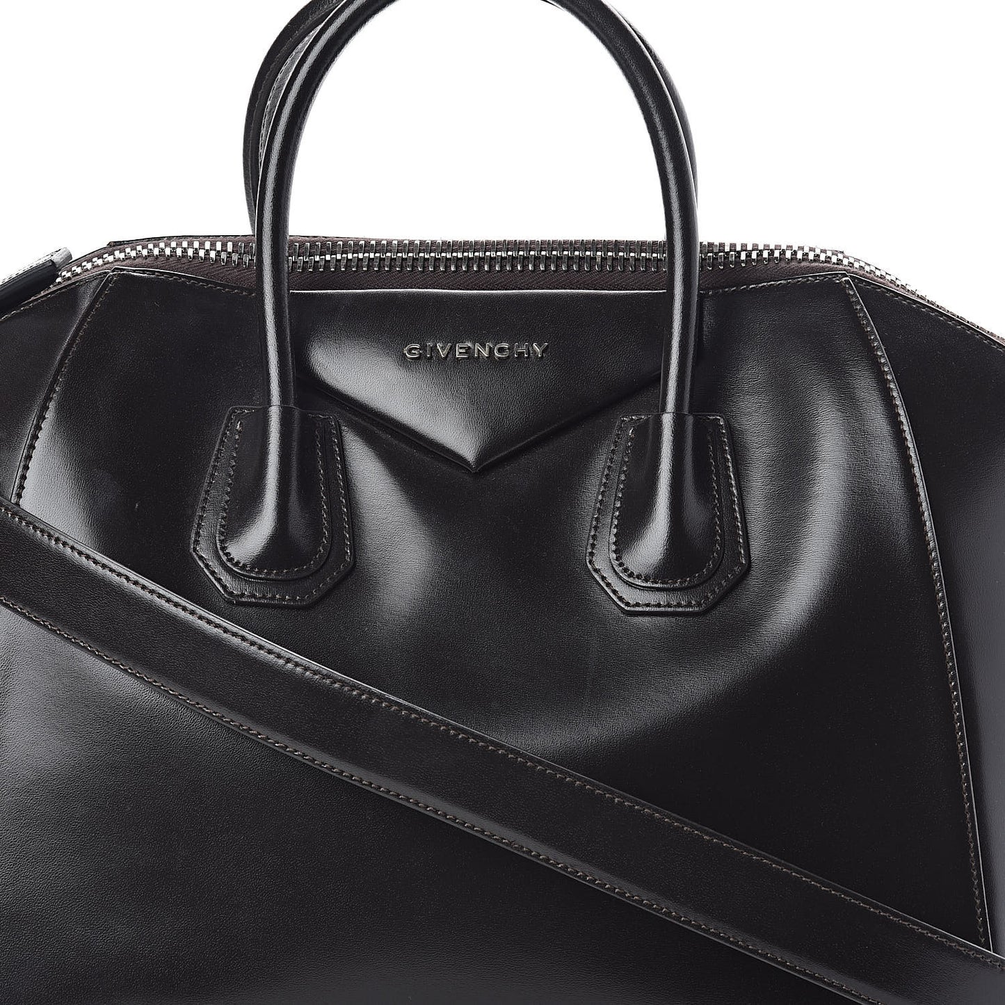 Shiny Lord Calfskin Medium Antigona Dark Brown