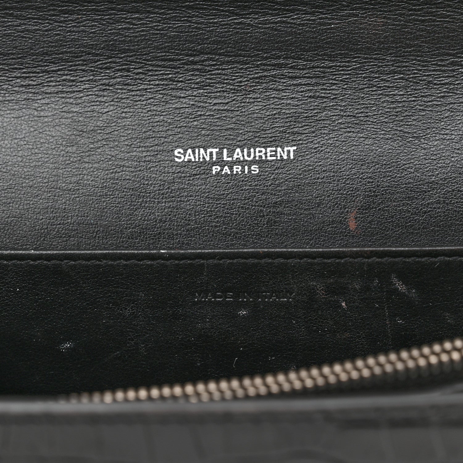 Saint Laurent Calfskin Crocodile Embossed Monogram Mini Uptown Crossbody Black 7 of 16