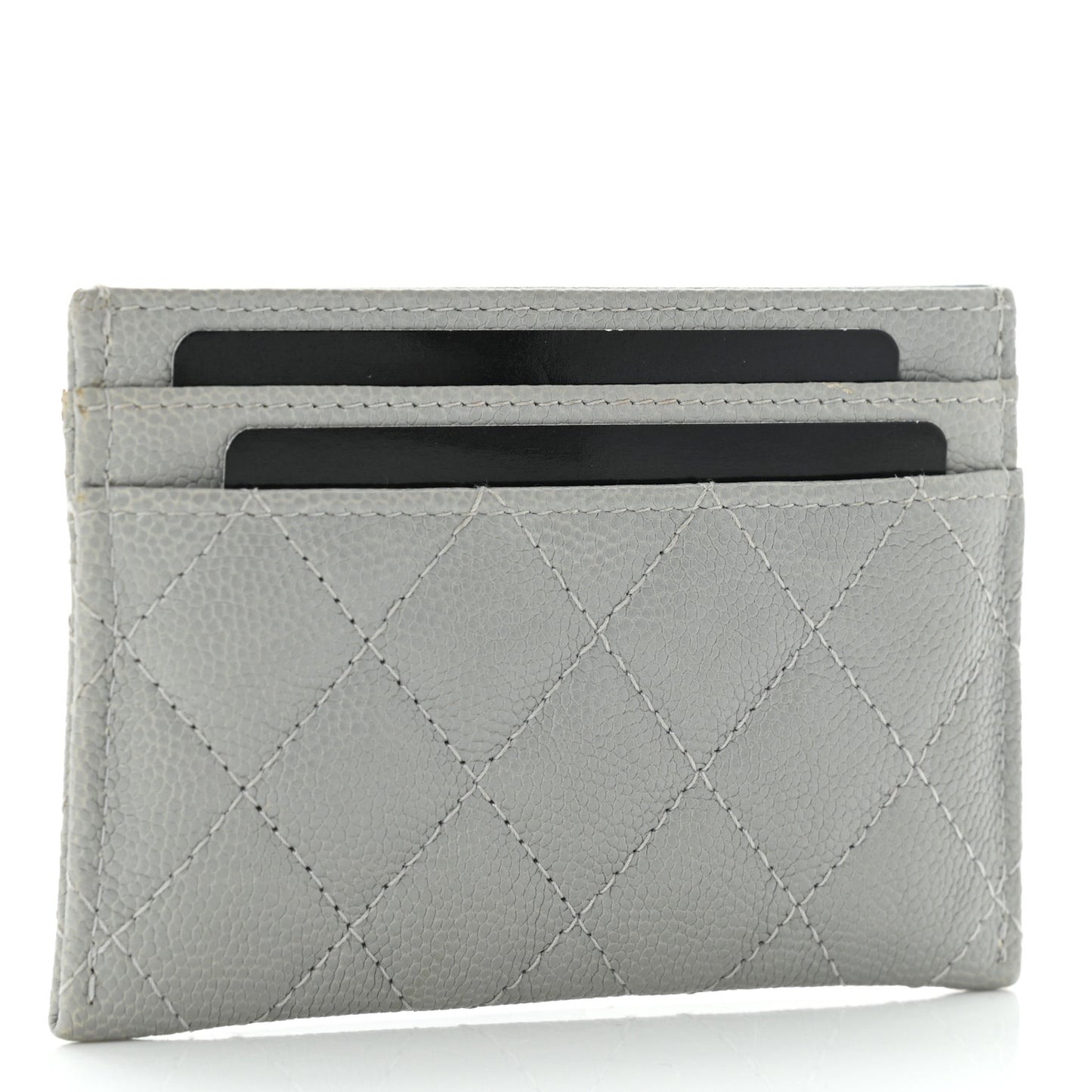 Caviar Quilted Boy Card Holder Grey