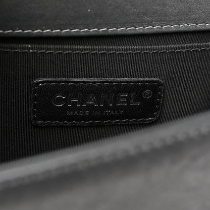 Chanel Iridescent Calfskin Embellished Double Stitch Medium Boy Flap Charcoal 6 of 16