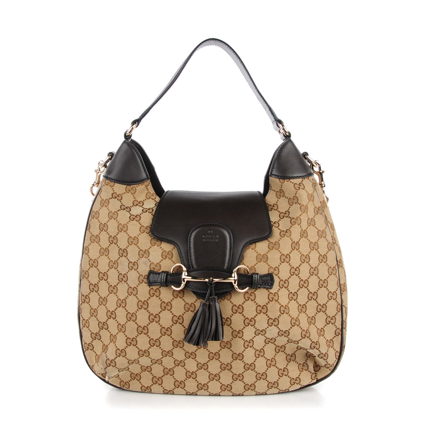 Monogram Margaux Calfskin Medium Emily Hobo Beige Ebony Cocoa
