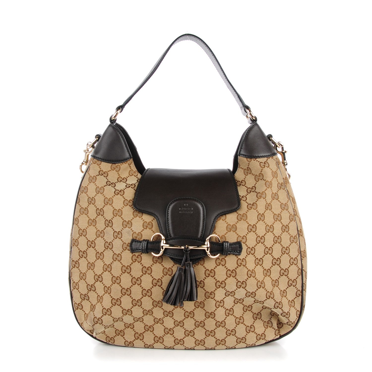 Gucci Monogram Margaux Calfskin Medium Emily Hobo Beige Ebony Cocoa 1 of 7