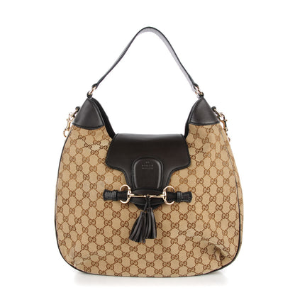 Gucci Monogram Margaux Calfskin Medium Emily Hobo Beige Ebony Cocoa 1 of 7