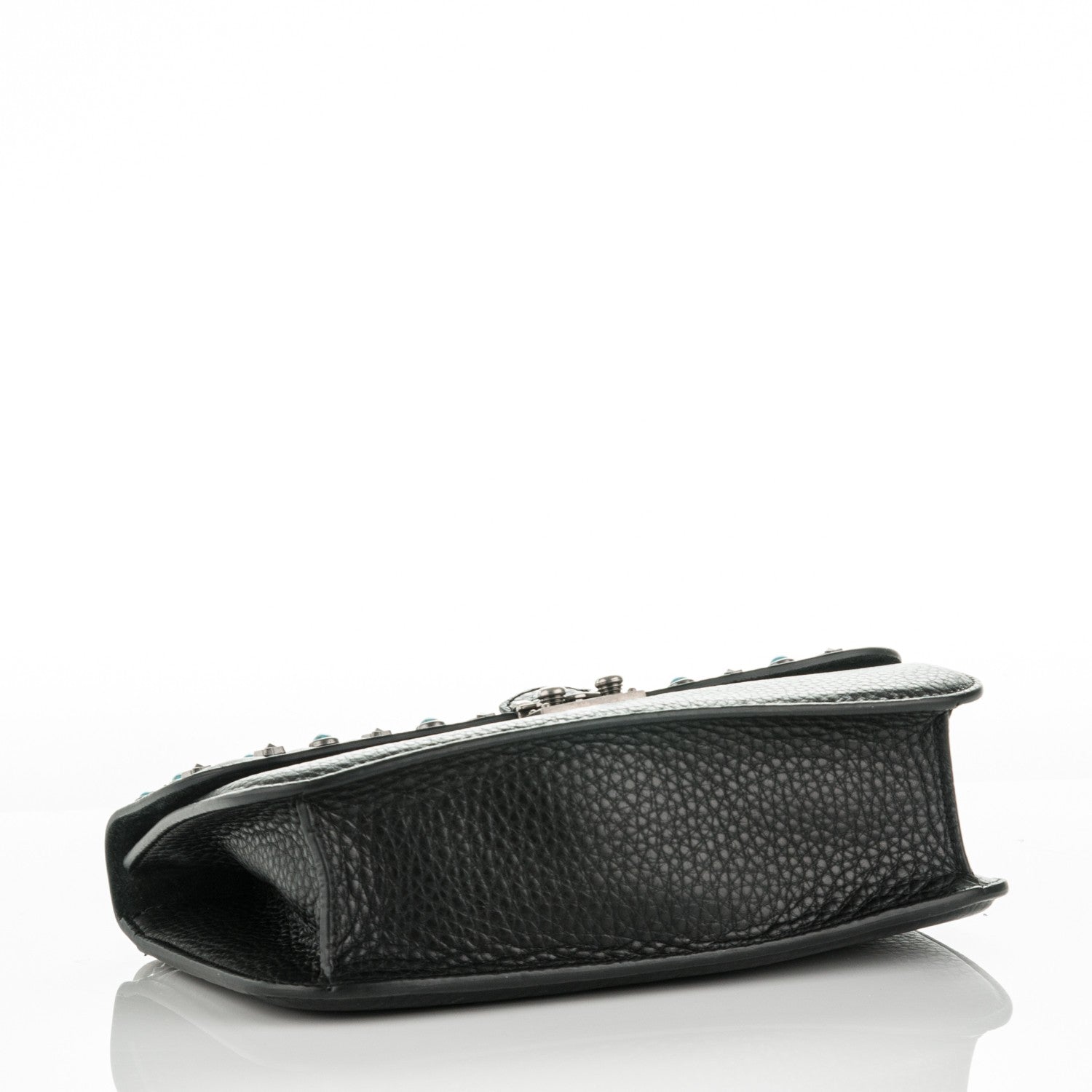 Valentino Garavani Pebbled Calfskin Star Studded Medium Lock Flap Black 4 of 6