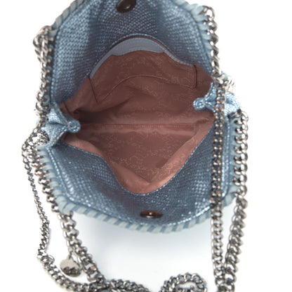 Stella McCartney Metallic Woven Boucle Fold Over Falabella Tote Light Blue 5 of 11
