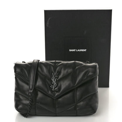 Saint Laurent Lambskin Quilted Toy Loulou Puffer Monogram Monochrome Chain Satchel Black 13 of 13